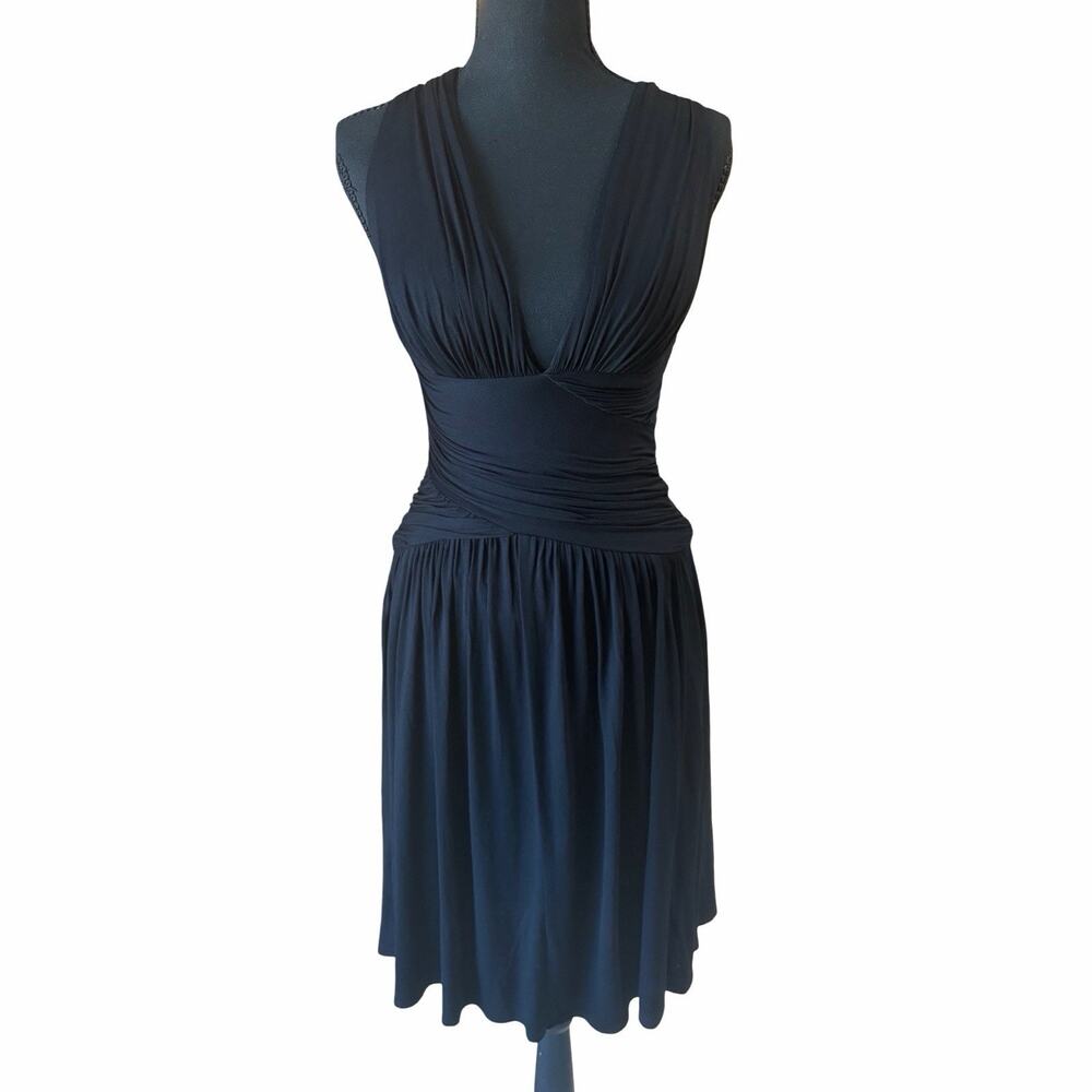 Rubber Ducky Productions Black Dress Size S Y2K Ruched Open Back Stretch Mini